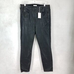 NEW Good American Size 18 Good Legs GL001T Black Coated Ankle Skinny Jeans $179